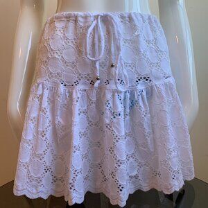 j valdi pull on crochet white lace cover up skirt